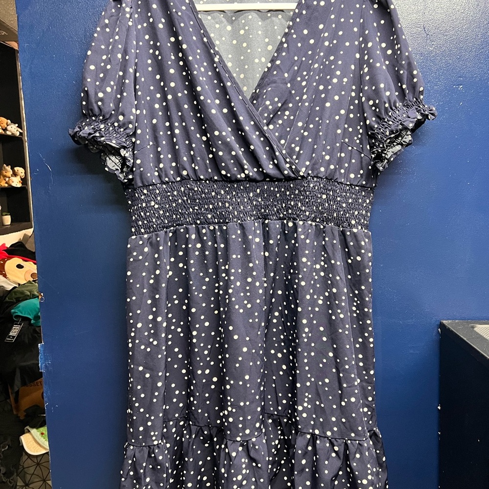 SHEIN Blue Puff Sleeve Sundress
